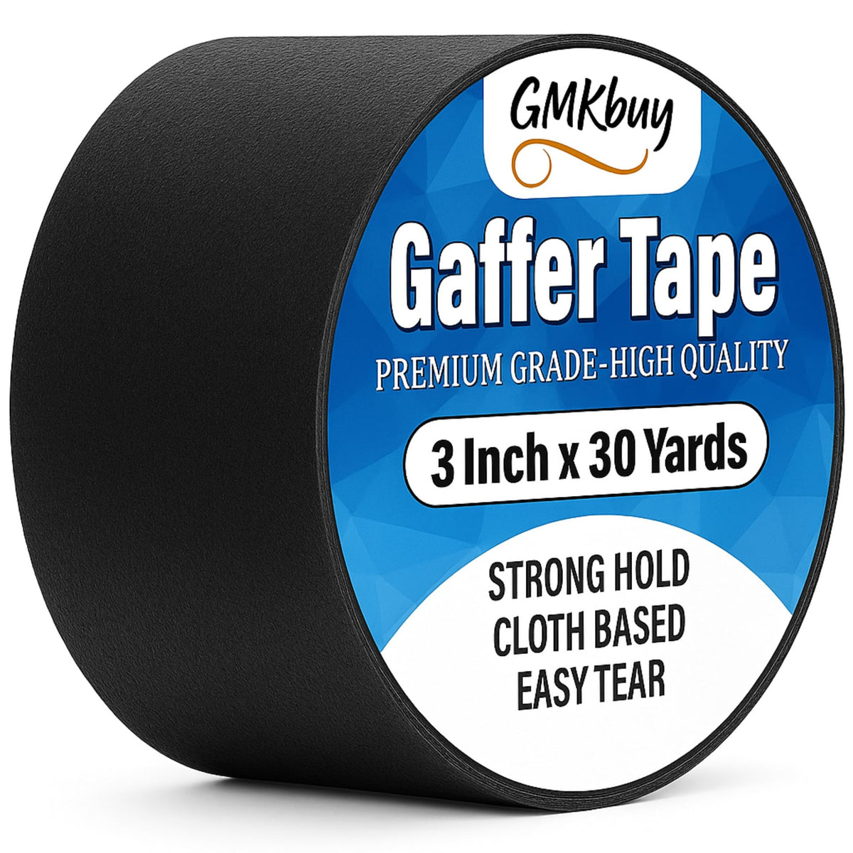 GMKbuy 3 in x 30 Yd Black Gaffers Tape – Heavy Duty, Non-Reflective, Easy to Tear, Waterproof Matte Gaffer Stage Tape – Gaff Cloth Tape for Photography, Filming Backdrop & Production