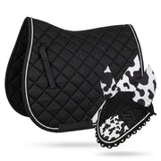 GMKbuy Horse Saddle Pad & Ear Bonnet Set – Handmade English Saddle Pad for Horse Riding – All Purpose Equestrian Jumping Pad, Adult Horse Tack