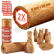 Honeycomb Packing Paper Roll with 30 Fragile Stickers – Eco-Friendly Honeycomb Packing Material for Moving, Shipping & Wrapping