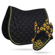 GMKbuy Horse Saddle Pad & Ear Bonnet Set – Handmade English Saddle Pad for Horse Riding – All Purpose Equestrian Jumping Pad, Adult Horse Tack