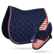 GMKbuy Horse Saddle Pad & Ear Bonnet Set – Handmade English Saddle Pad for Horse Riding – All Purpose Equestrian Jumping Pad, Adult Horse Tack