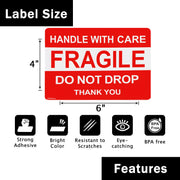 GMKbuy Fragile Stickers for Shipping & Moving – Easy Tear, Permanent Adhesive, Handle with Care Labels
