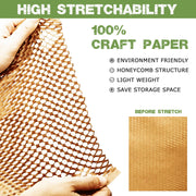 Honeycomb Packing Paper Roll with 30 Fragile Stickers – Eco-Friendly Honeycomb Packing Material for Moving, Shipping & Wrapping