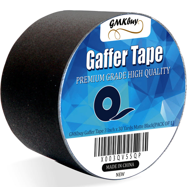 GMKbuy 3 in x 30 Yd Black Gaffers Tape – Heavy Duty, Non-Reflective, Easy to Tear, Waterproof Matte Gaffer Stage Tape – Gaff Cloth Tape for Photography, Filming Backdrop & Production
