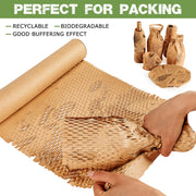 Honeycomb Packing Paper Roll with 30 Fragile Stickers – Eco-Friendly Honeycomb Packing Material for Moving, Shipping & Wrapping