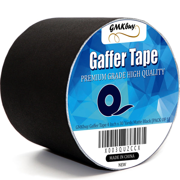 GMKbuy 4 in x 30 Yd Black Gaffers Tape – Heavy Duty, Non-Reflective, Easy to Tear, Waterproof Matte Gaffer Stage Tape – Gaff Cloth Tape for Photography, Filming Backdrop & Production