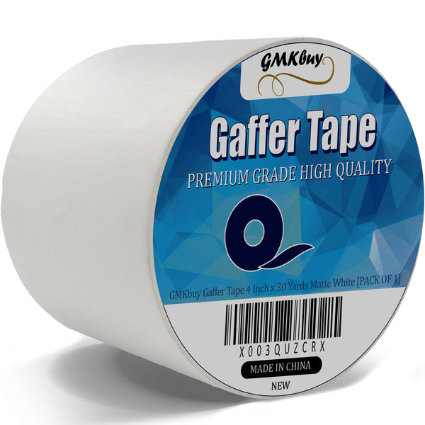 GMKbuy 4 in x 30 Yd White Gaffers Tape – Heavy Duty, Non-Reflective, Easy to Tear, Waterproof Matte Gaffer Stage Tape – Gaff Cloth Tape for Photography, Filming Backdrop & Production