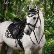GMKbuy Horse Saddle Pad & Ear Bonnet Set – Handmade English Saddle Pad for Horse Riding – All Purpose Equestrian Jumping Pad, Adult Horse Tack