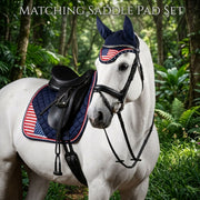 GMKbuy Horse Saddle Pad & Ear Bonnet Set – Handmade English Saddle Pad for Horse Riding – All Purpose Equestrian Jumping Pad, Adult Horse Tack