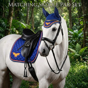 GMKbuy Horse Saddle Pad & Ear Bonnet Set – Handmade English Saddle Pad for Horse Riding – All Purpose Equestrian Jumping Pad, Adult Horse Tack
