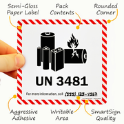 GMKbuy 4.7 x 4.3 Inch – 100 UN3481 Labels Per Roll – Lithium Ion Battery Labels for Safety – Transport Caution Warning Stickers for Shipping Box, Carton, Outer Packaging & More