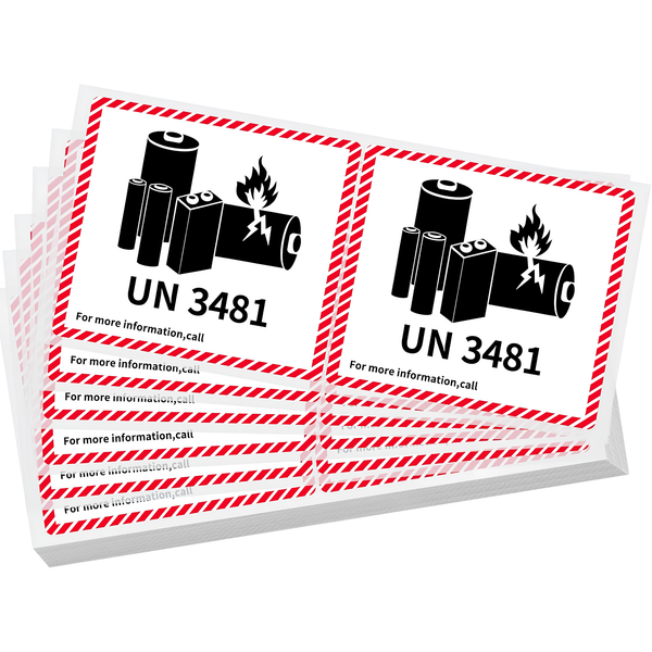 GMKbuy 4.7 x 4.3 Inch – 100 UN3481 Labels Per Roll – Lithium Ion Battery Labels for Safety – Transport Caution Warning Stickers for Shipping Box, Carton, Outer Packaging & More