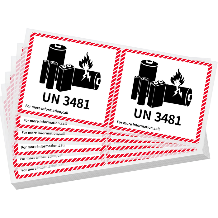 GMKbuy 4.7 x 4.3 Inch – 100 UN3481 Labels Per Roll – Lithium Ion Battery Labels for Safety – Transport Caution Warning Stickers for Shipping Box, Carton, Outer Packaging & More