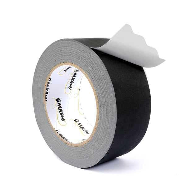 GMKbuy 2 in x 30 Yd Black Gaffers Tape – Heavy Duty, Non-Reflective, Easy to Tear, Waterproof Matte Gaffer Stage Tape – Gaff Cloth Tape for Photography, Filming Backdrop & Production