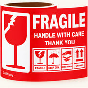 GMKbuy Fragile Stickers for Shipping & Moving – Easy Tear, Permanent Adhesive, Handle with Care Labels