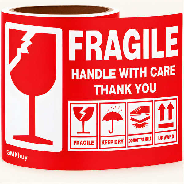 GMKbuy Fragile Stickers for Shipping & Moving – Easy Tear, Permanent Adhesive, Handle with Care Labels