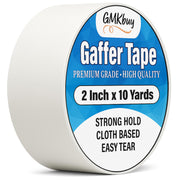 GMKbuy 2 in x 10 Yd White Gaffers Tape – Heavy Duty, Non-Reflective, Easy to Tear, Waterproof Matte Gaffer Stage Tape – Gaff Cloth Tape for Photography, Filming Backdrop & Production