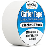 GMKbuy 2 in x 30 Yd White Gaffers Tape – Heavy Duty, Non-Reflective, Easy to Tear, Waterproof Matte Gaffer Stage Tape – Gaff Cloth Tape for Photography, Filming Backdrop & Production