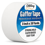 GMKbuy 3 in x 30 Yd White Gaffers Tape – Heavy Duty, Non-Reflective, Easy to Tear, Waterproof Matte Gaffer Stage Tape – Gaff Cloth Tape for Photography, Filming Backdrop & Production