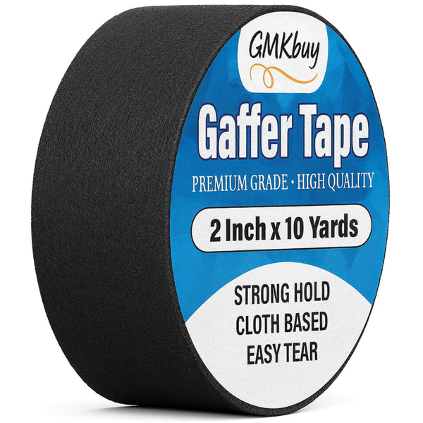 GMKbuy 2 in x 10 Yd Black Gaffers Tape – Heavy Duty, Non-Reflective, Easy to Tear, Waterproof Matte Gaffer Stage Tape – Gaff Cloth Tape for Photography, Filming Backdrop & Production